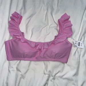 NEW! J. Crew Pink Ruffle Swim Top